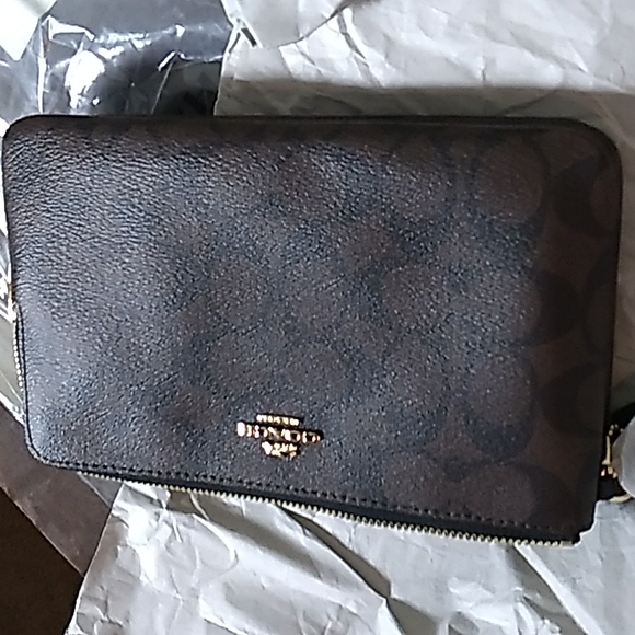 Coach Handbags - Coach double Zip Wallet NWT brown and Black